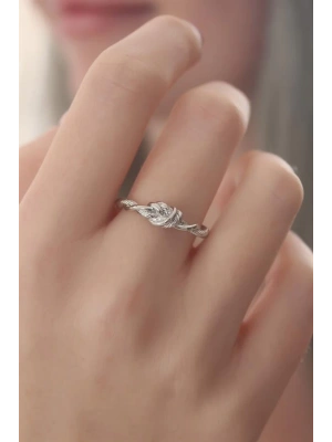 Gümüş Renk Halat Düğüm Model Kadın Yüzük