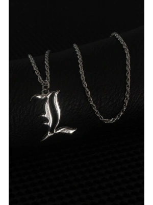 Gümüş Renk L Harf Erkek Kolye