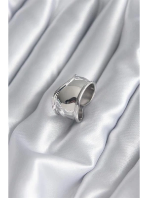 Gümüş Renk Plaka Kadın Yüzük