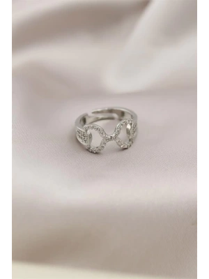 Gümüş Renkli Metal Zirkon Taşlı Kadın Yüzük