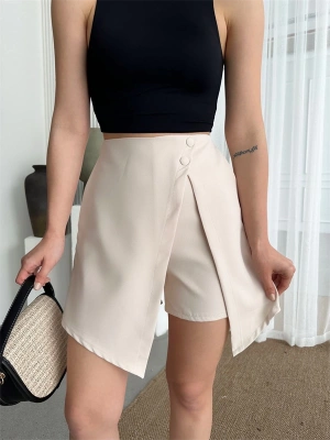 İki düğmeli şort etek S24046