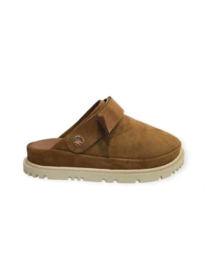 K15503 Cırt Cırtlı Ayarlanabilir Kadın Sandalet Terlik Vizon