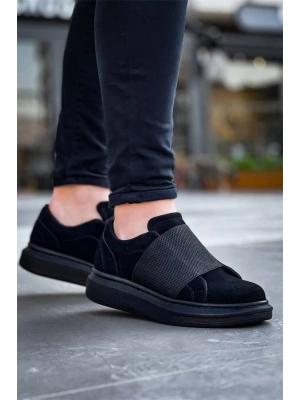 Kb-040  Kuback Siyah Süet Siyah Taban  Lastikli  Günlük Erkek  Ayakkabı