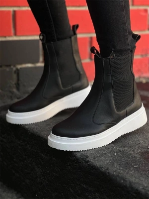 Kb-0992  Kuback Siyah Cilt  Yüksek Taban  Lastikli Erkek Bot