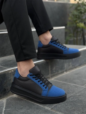 KB-X46 Kuback Siyah Sax Mavi Yüksek Siyah Taban Günlük Spor Ayakkabı