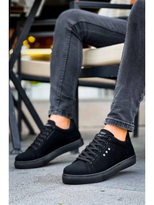 Kb-X7  Kuback Siyah Süet Yüksek Siyah Taban Bağcıklı Günlük Erkek Ayakkabı