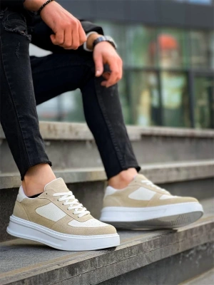 KB-X8 Kuback Bej Keten Süet Yüksek Taban Günlük Spor Ayakkabı