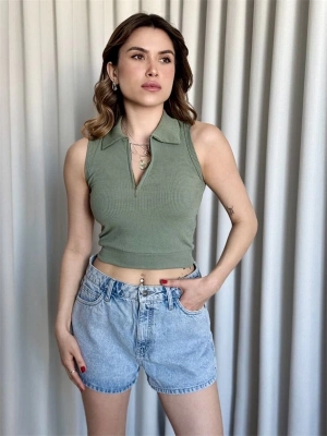 Kısa fermuarlı crop