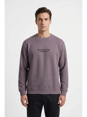 Life Serisi Çakıl Kumaş Sıfır Yaka Erkek Sweatshirt