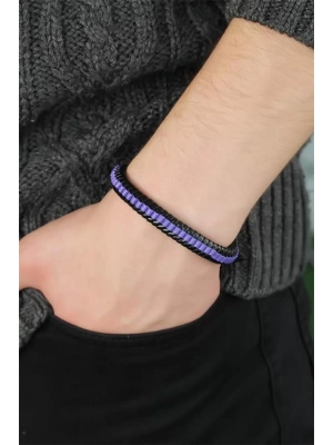 Mor Deri Erkek Bileklik