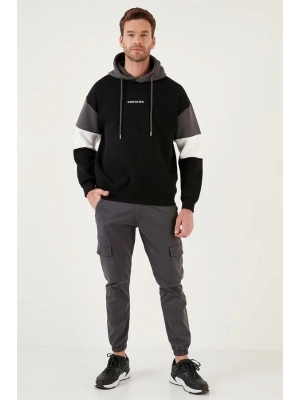 Parçalı Kapşonlu Sweatshirt