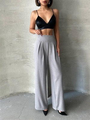 Pileli keten pantolon s255046