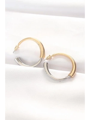 Pirinç Çift Renk Halka Küpe