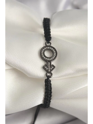 Pirinç Füme Renk Zirkon Taşlı Venüs Mars Asansörlü Makrome Model Kadın Bileklik