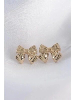 Pirinç Gold Renk Fiyonk Küpe