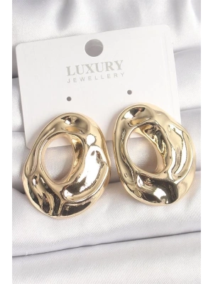 Pirinç Gold Renk Kemik Halka Model Kadın Küpe