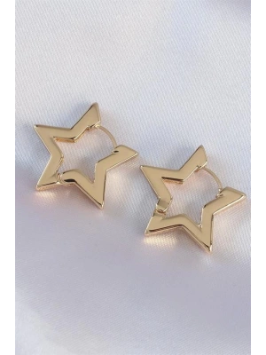 Pirinç Gold Renk Yıldız Küpe