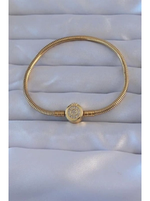 Pirinç Gold Renk Zirkon Taşlı Charm Bileklik