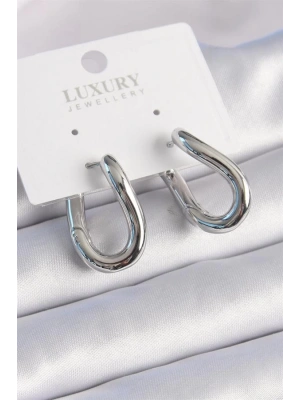 Pirinç Gümüş Renk Halka Model Kadın Küpe