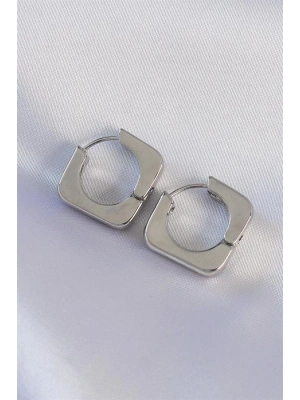 Pirinç Gümüş Renk Kare Küpe