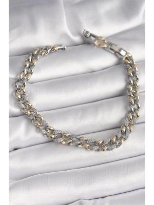 Pirinç Mix Renk Zirkon Taşlı Zincir Model VIP Seri Kadın Bileklik