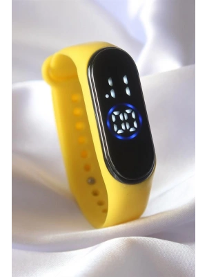 Sarı Renk Silikon Kordon Led Dokunmatik Saat