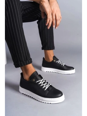 SLW152 Cool Bağcıklı Cilt Erkek Günlük Spor Klasik Ayakkabı BT - Siyah