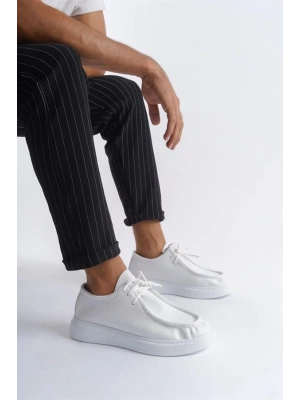 SLW170 Tornado Bağcıklı Cilt Erkek Günlük Spor Klasik Ayakkabı BT - Beyaz