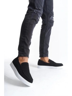 SLW180 Estilo X Bağcıksız Süet Erkek Günlük Spor Klasik Ayakkabı BT - Siyah