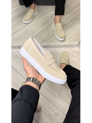 SLW180 Estilo X Bağcıksız Süet Erkek Günlük Spor Klasik Ayakkabı SBT - Krem