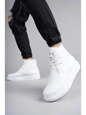 SLW207 Oslo Bağcıklı Cilt Erkek Günlük Spor Bot BT - Beyaz
