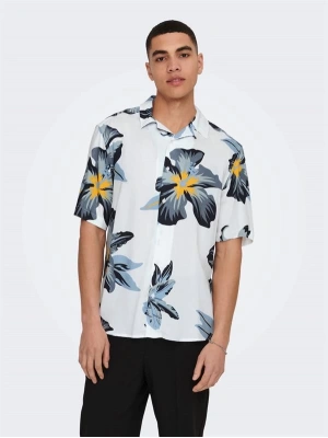 Tropikal Desen Apaş Yaka Regular Erkek Gömlek