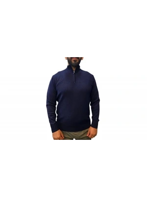 Yarım Fermuar Apaş Yaka Waffle Desen Erkek Sweatshirt