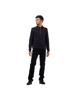 Yarım Fermuar Pike Kumaş Sweatshirt SIYAH