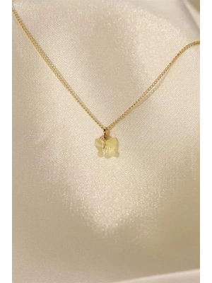 Zirkon Taşlı Sarı Renk Minimal Kelebek Kolye