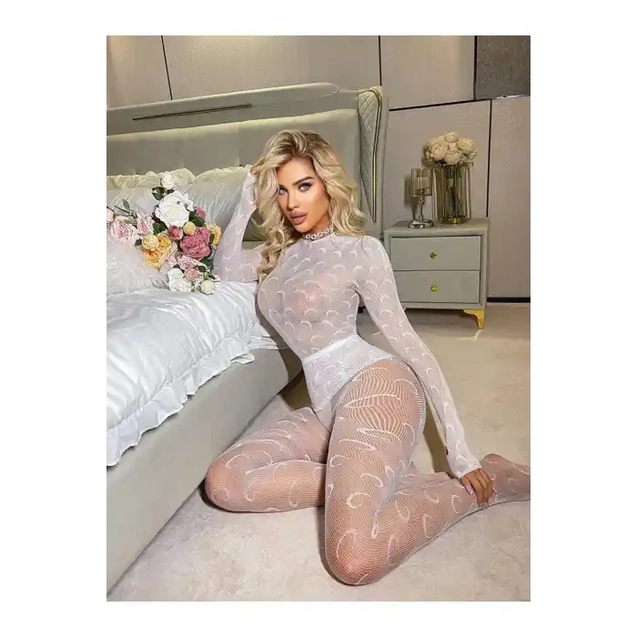 Kadın Seksi Fileli Fantezi Büük Bedenlere Uygun Utlra Esnek Vücut Çorabı..