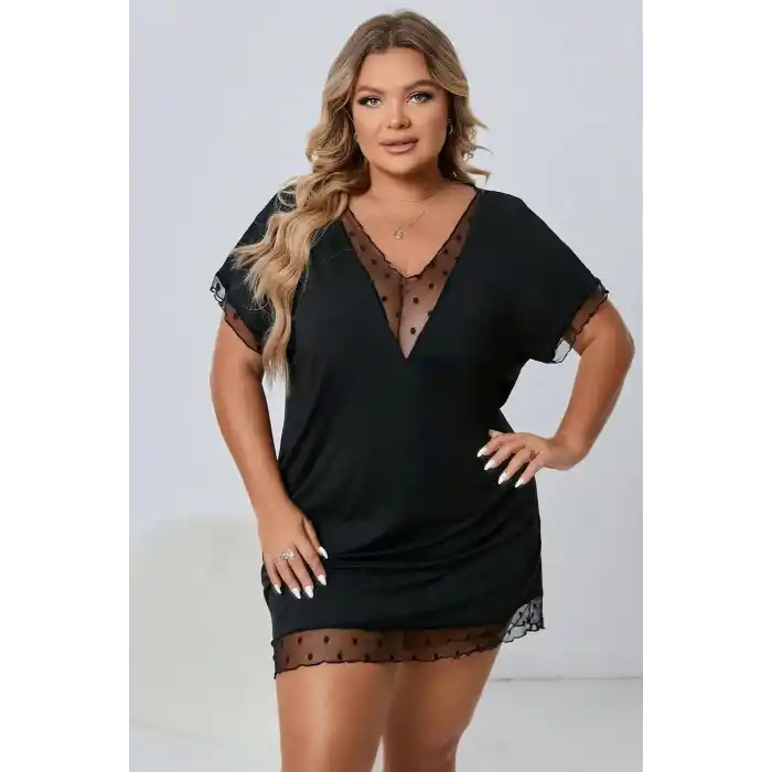 Kadın Siyah Büyük Beden Gecelik