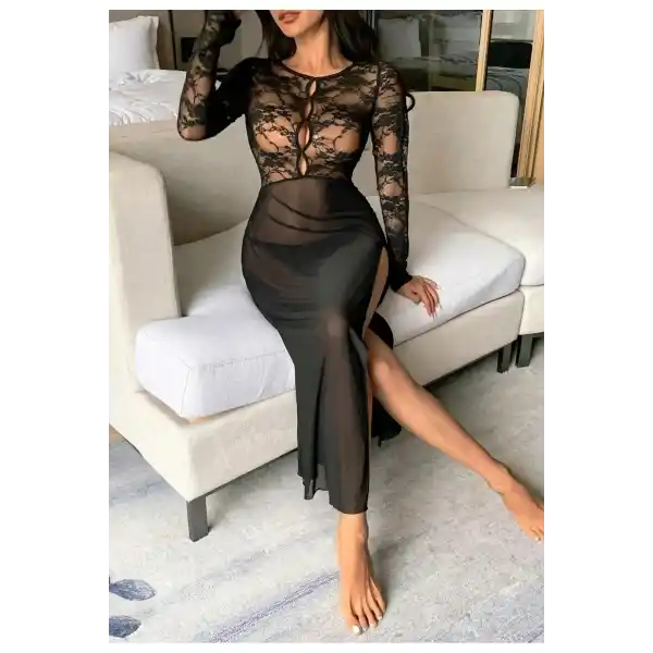 İç Çamaşırlı Çoraplı Siyah Seksi Jartiyer Takim