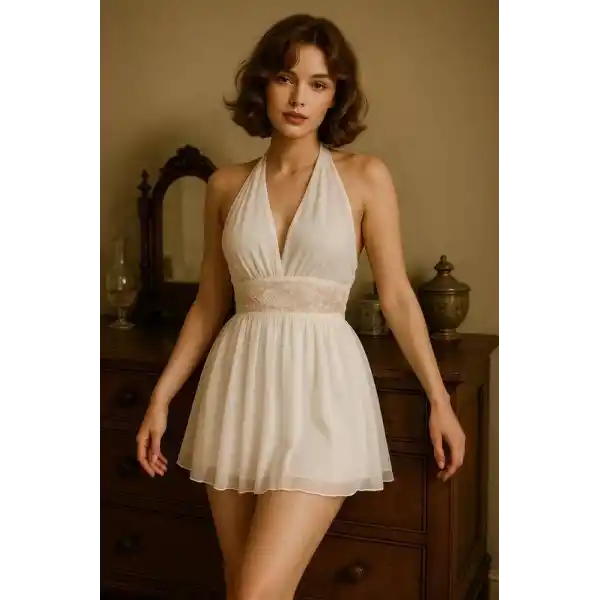 Dantel Detaylı Transparan Babydoll V2403