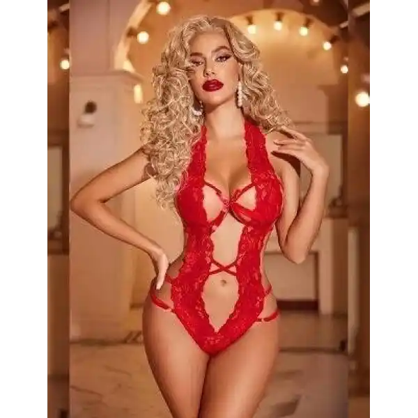 Dantelli Derin Dekolteli Seksi Body V2906