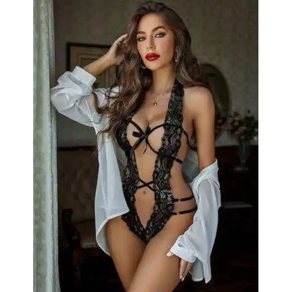 Dantelli Derin Dekolteli Seksi Body V2906