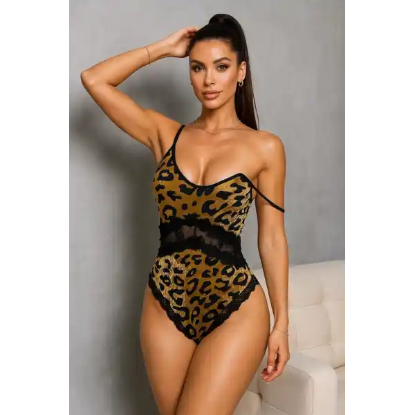 Leopar Dantel Romantik Body V2900