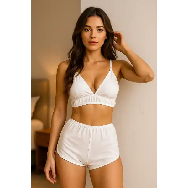 Yüksek Bel Şortlu Bralet Takım V1700