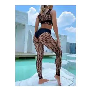 Kadın Seksi Fileli Fantezi Büük Bedenlere Uygun Utlra Esnek Vücut Çorabı