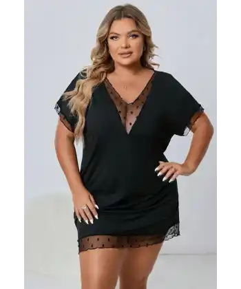 Kadın Siyah Büyük Beden Gecelik