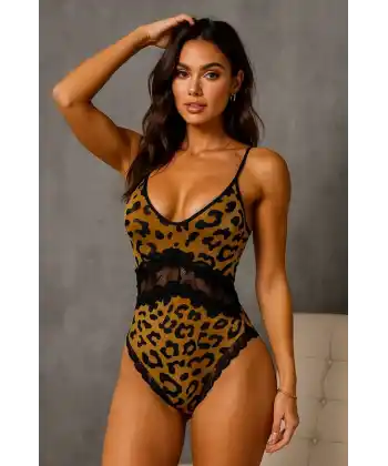 Leopar Dantel Romantik Body V2900