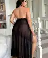 Uzun Gecelik Yırtmaçlı Dantel Göğüs detaylı Sık Romantik Kadın Gecelik
