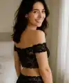 Dantel Detaylı Transparan Crop Top V8100