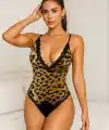 Leopar Desenli Dantel Body V2901