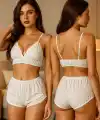 Yüksek Bel Şortlu Bralet Takım V1700